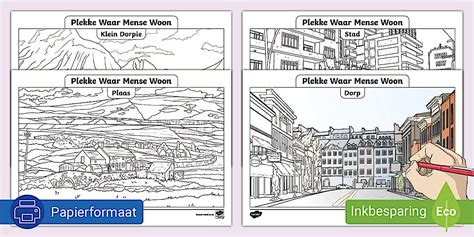 Plekke Waar Mense Woon - Inkleur Bladsy