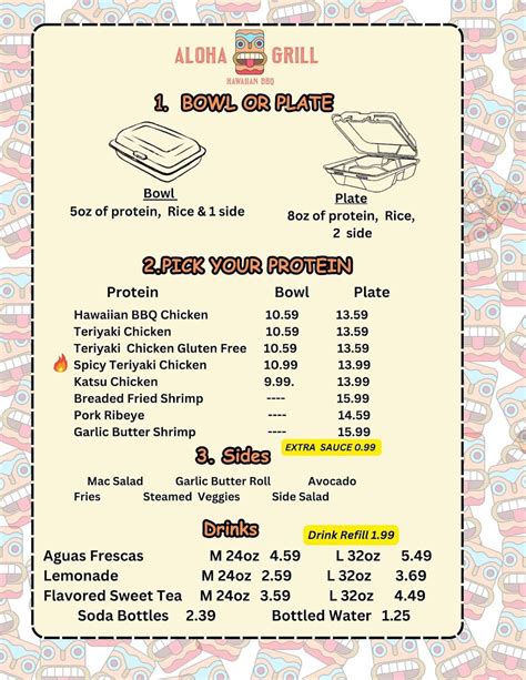 Menu at Aloha Grill Hawaiian BBQ, Elk City