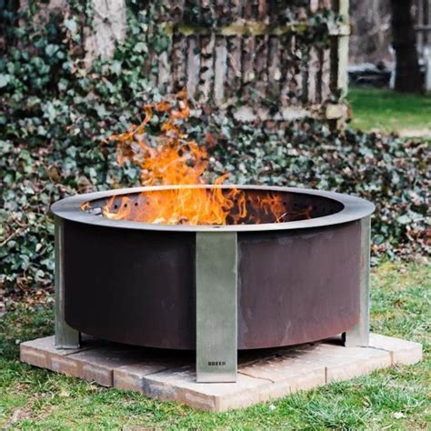 X Series 30 Inch Round Corten Steel Wood-Burning Fire Pit in Stainless ...