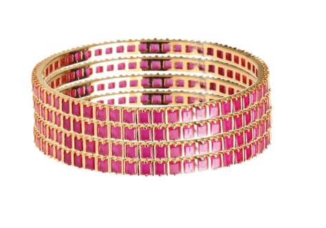 Buy Bluebella Beautiful Designer American Diamond AD Stones Ruby Bangle ...