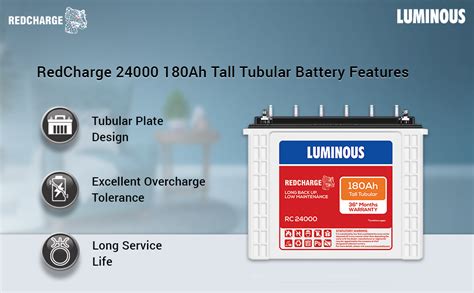 Luminous Red Charge RC 24000 PRO Battery for Home, Office & Shops | 180 ...
