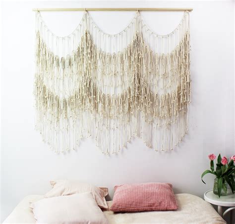 OVER BED Art Macrame Wall Hanging Navy Blue Wall Art Extra | Etsy