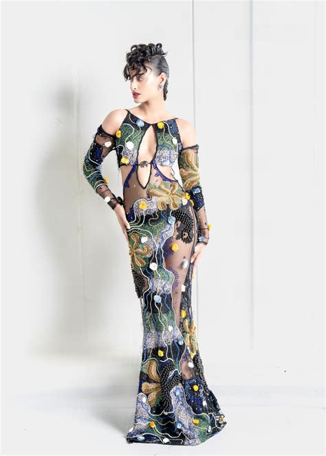 Inkly Jardin Cut Out Column Gown available only at Shivan and Narresh ...