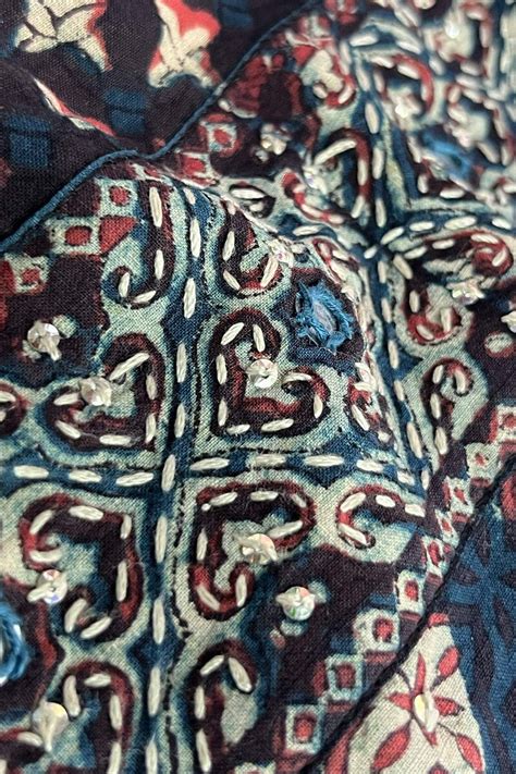 Buy Bagru Hand Block-Printed Straight Cotton Slub Kurta for Women ...