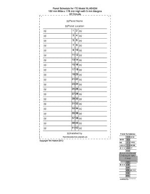Panel Schedule For ITE Model NLAB42Al 102 Mm Wide X 178 Mm High With 5 ...