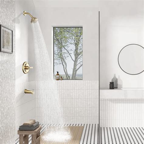 Buy PARLOS Shower System, Brushed Gold Shower Faucet Set with Tub Spout ...