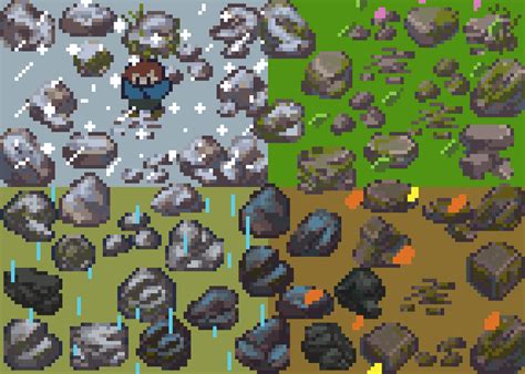 2000+ pixel Rocks & stones 16x16 Assets pack#1 by ChronoLars