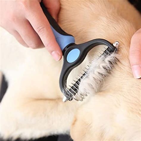 Pet Grooming Brush - Double Sided Shedding and Dematting Undercoat Rake ...