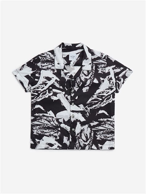 Buy HOP Kids Black Printed Resort-Fit Shirt from Westside
