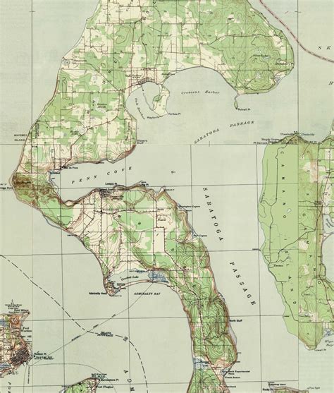 Whidbey Island Ca 1944 USGS Old Topographic Map A Composite - Etsy Sweden