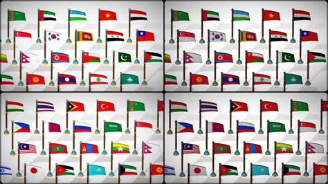 Asia Countries Flags Pack - Toon Style Low Poly Pack 3D - TurboSquid 2485037