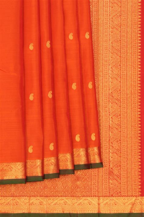 Arani Silk Orange Saree – Kalanjali
