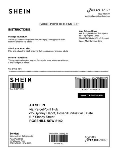 Image result for Shein Return Label Print