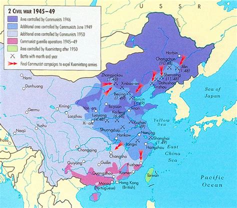 Map of the Chinese Civil War from 1945 to 1949,... - Maps on the Web