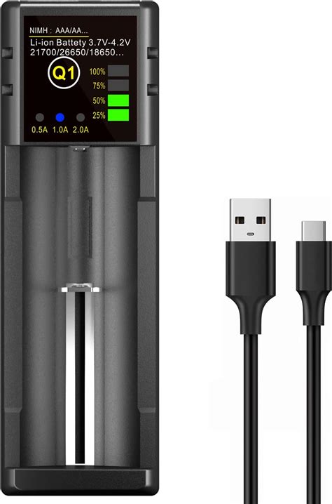 Amazon.com: 18650 Battery Charger, 1 Bay Battery Charger with Smart LCD ...