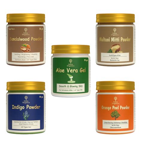 Indus Organics Combo Pack(Orange peel powder,Sandalwood Powder,Indigo ...