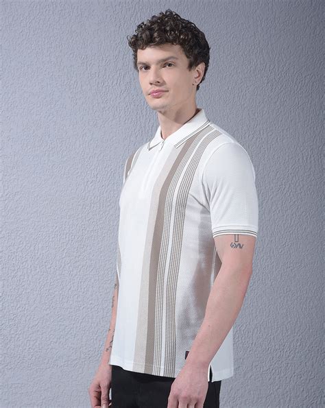 COBB OFF WHITE STRIPED POLO NECK T-SHIRT – Cobbitalyofficial