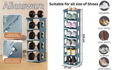 Aliensware 6 Tier Shoe Rack, Sturdy, Collapsible and Versatile Almirah ...