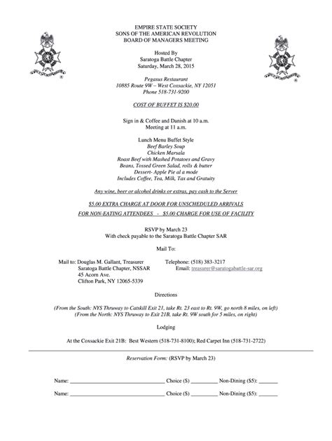 Fillable Online ess-sar Pegasus Restaurant - ess-sar Fax Email Print ...