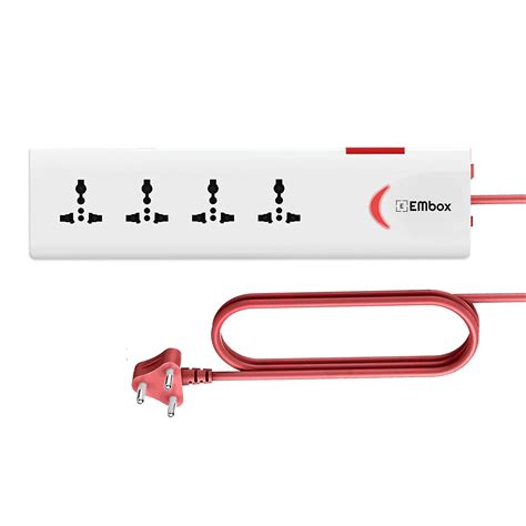 Buy EMBOX Extension Board with Switches 1500 W, 4 Universal Sockets ...