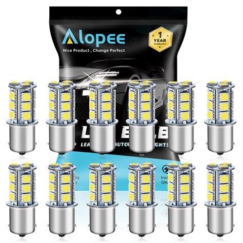 Alopee (Pack of 12) 1156 LED Bulb Clear White 1141 LED Bulb DC 12V 1156 ...