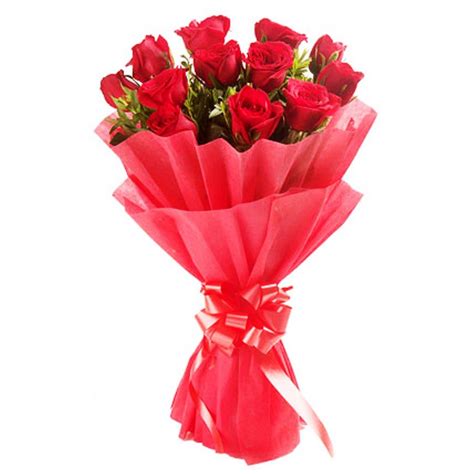 The FloralMart® Fresh Flower Bouquet of 8 Red Roses in Paper Wrapping ...