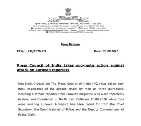 Caravan Journalists' Assault: Press Council Calls for Report from Delhi ...