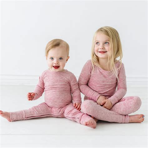 Heather Mauve Ribbed Two-Piece Pajama Set - Little Sleepies