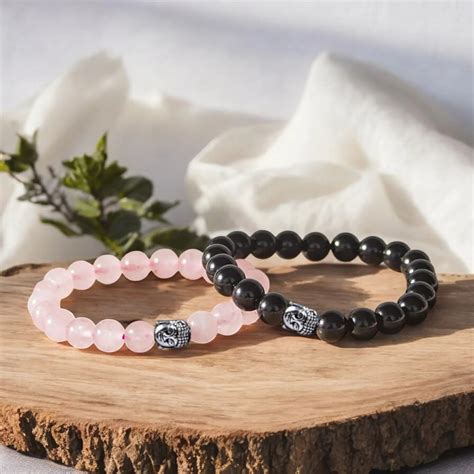 Black and Pink Bracelet - Black Tourmaline & Rose Quartz – Astromudra
