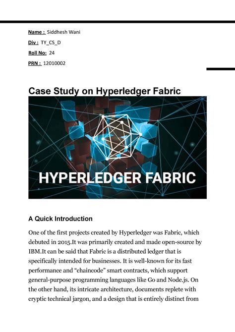 24 Siddhesh Wani Case Study On Hyperledger Fabric - Name : Siddhesh ...