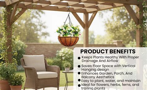 Tim Tim Agro 5PCS Metal Hanging Planters Basket with Coco Coir Liner 12 ...