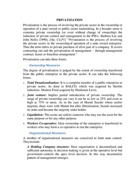 Privatization - PRIVATIZATION Privatization is the process of involving ...