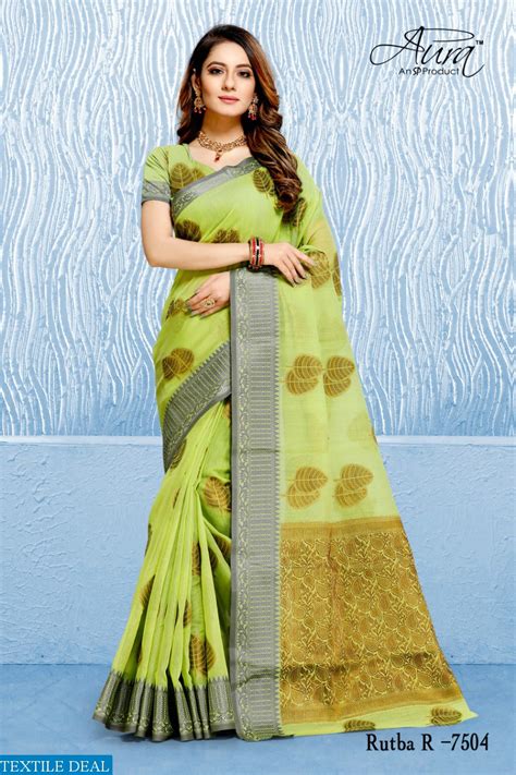 AURA SAREE RUTBA COTTON PRINTED SAREE WHOLESALERS IN SURAT TEXTILE ...