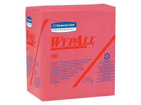 Wypall X80 Wipers, 1/4 Fold, Hydroknit, 12 1/2" x 12", Red, Pack of 50 ...