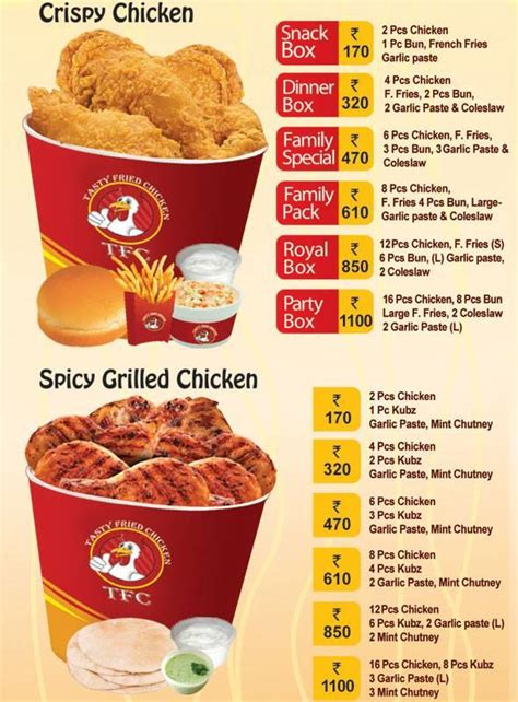 Menu at TFCC Restaurant, Sudhowala