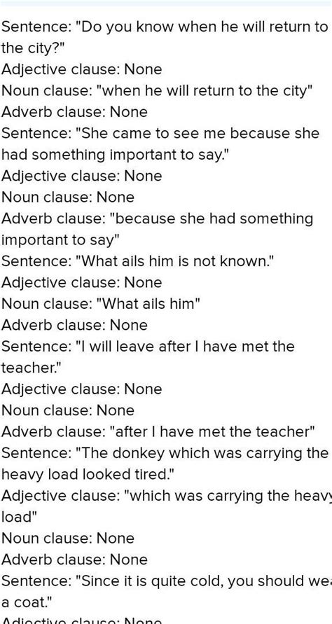H. Pick out the adjective, the noun and the adverb clauses in these ...