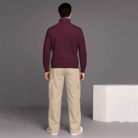 Maroon High Neck Plain Sweatshirt With Beige baggy Cargo Tracksuit – TRIPR