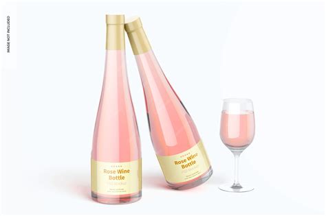 Premium PSD | Rose wine bottles mockup, leaned