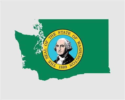 Washington State Map Flag. Map of WA, USA with the state flag. United ...