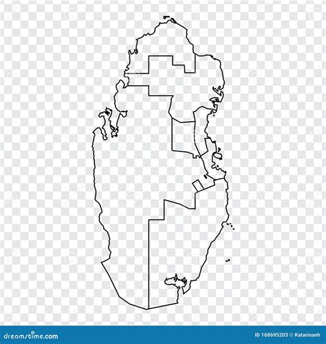 Blank Map of Qatar. High Quality Map State of Qatar with Provinces on Transparent Background for ...