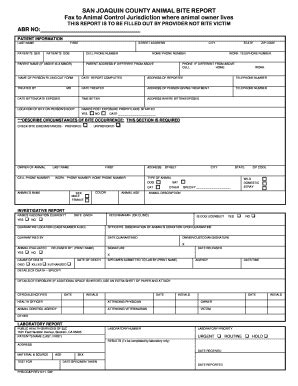 2011-2026 CA Animal Bite Report Form - San Joaquin County - Blank ...