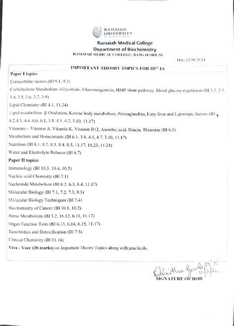 Important Biochemistry Topics for Paper I & II (BI Codes) - Studocu