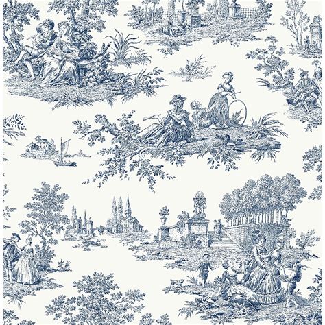 NextWall 30.75-sq ft Navy Blue Vinyl Toile Self-adhesive Peel and Stick ...