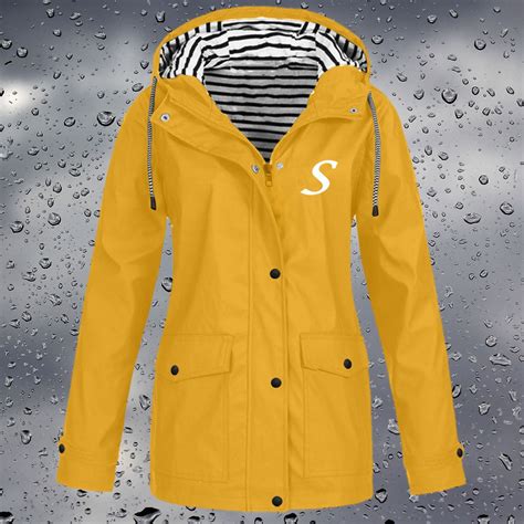 Dyfzdhu Waterproof Rain Jackets for Women With Hood Long Sleeve Outdoor ...