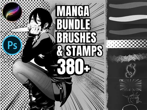 Procreate Photoshop Manga Screentone Brushes, Halftone Comic Brushes ...