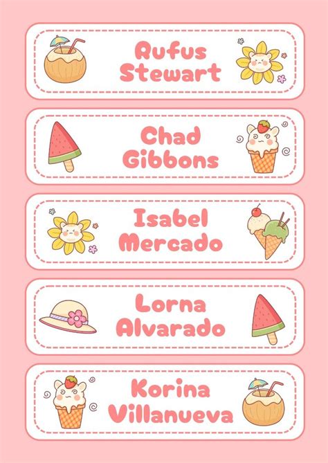 Pink and White Cute Creative Label Name A4 Document | Labels printables ...