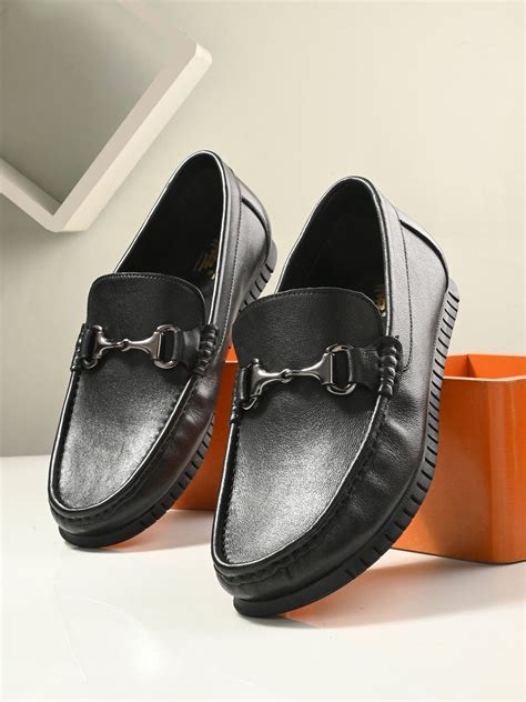 Hitz Men's Black Leather Slip-On Comfort Loafer Shoes – Hitz Shoes Online