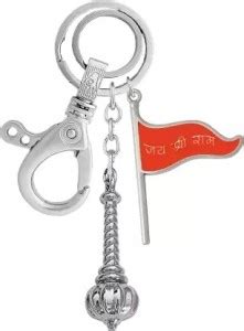 Virom Lord Bajaranbali Hanuman Ji Gada With Jai Shree Ram Flag Keyring ...
