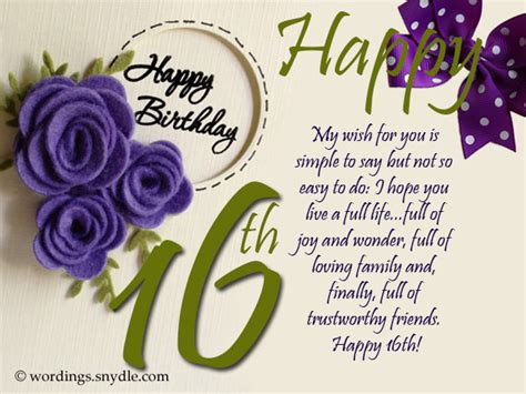 16th Birthday Wishes, Messages and Greetings - Wordings and Messages
