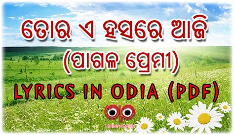 Odia Romantic Song Lyrics: Tora A Hasare Aji (Pagala Premi) - Odia (.PDF)